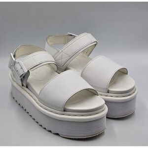 Dr Martens Voss Quad White Platform Sandals Womens US 8 UK 6 Chunky Leather
